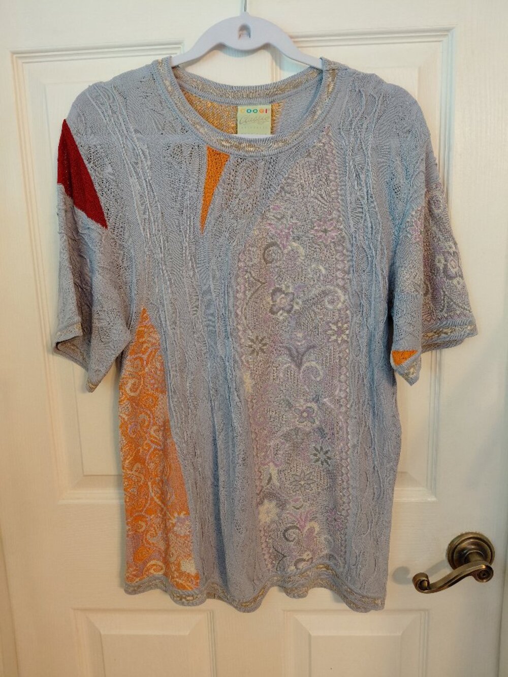Vintage Coogi Silk Shirt Patchwork Crewneck Pastel Size Small Australia 90s
